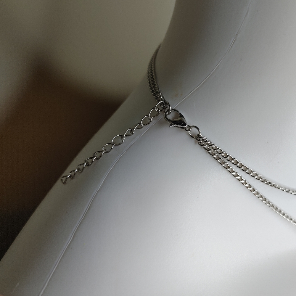 Waterdrop Shaped Opal Pendant Double Layer Necklace - Picture 6 of 6